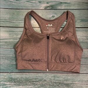Fila Women's Charcoal Zip-Front Sports Bra